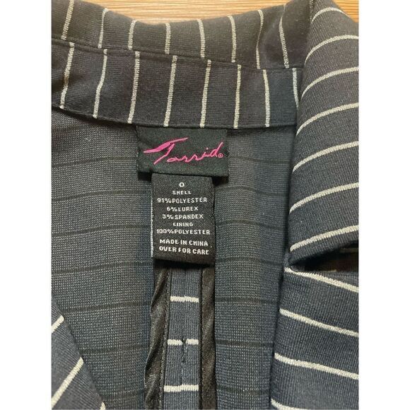 Torrid navy blue and metallic silver striped blazer sz 0 - Picture 6 of 8